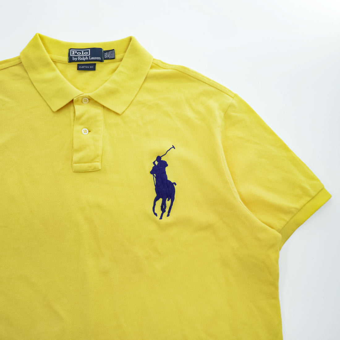 Polo Ralph Lauren ポロシャツ 2XL イエロー CUSTOM FIT ビッグポニー 刺繍