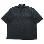 Gran Sasso イタリア製 リネン 半袖シャツ XL ブラック 麻100% ビッグサイズ ボックスシルエット