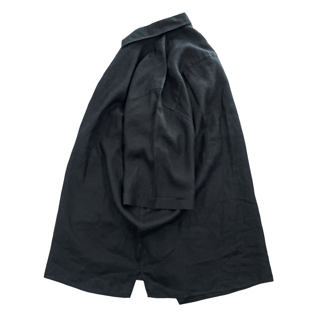 Gran Sasso イタリア製 リネン 半袖シャツ XL ブラック 麻100% ビッグサイズ ボックスシルエット