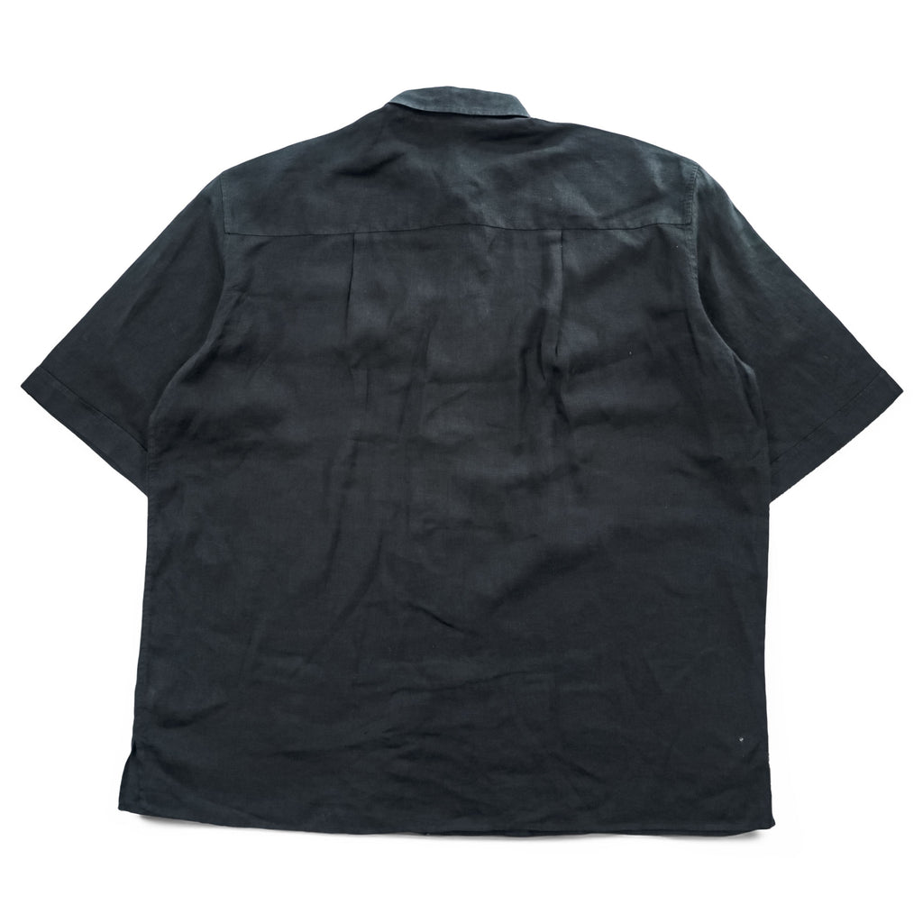 Gran Sasso イタリア製 リネン 半袖シャツ XL ブラック 麻100% ビッグサイズ ボックスシルエット