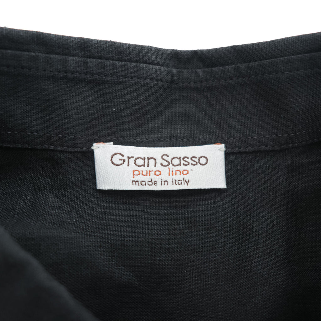 Gran Sasso イタリア製 リネン 半袖シャツ XL ブラック 麻100% ビッグサイズ ボックスシルエット