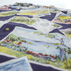 Polo Ralph Lauren 90年代 ヴィンテージ ポストカード アロハシャツ 半袖 オープンカラーシャツ L ネイビー 総柄 ボックスシルエット 開襟