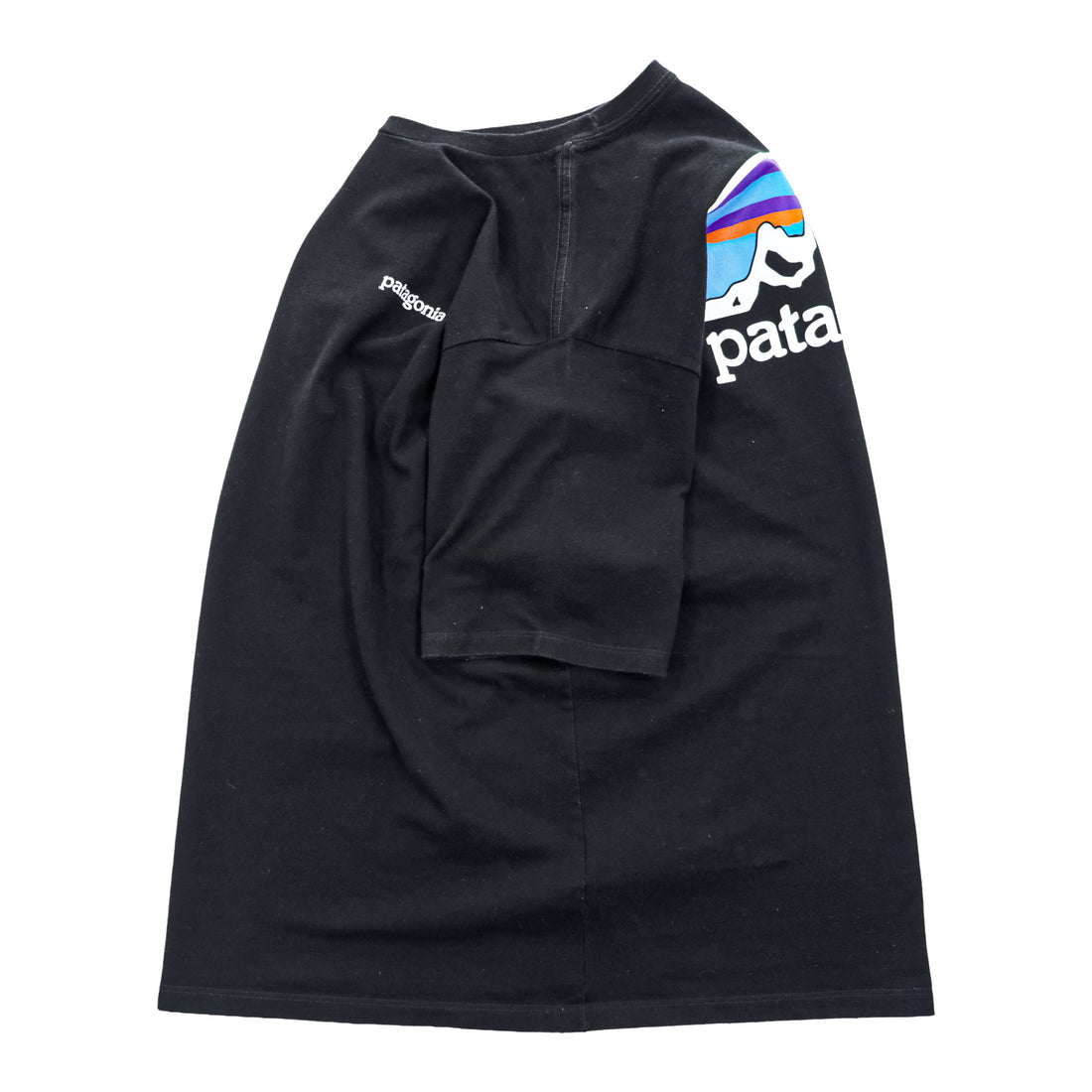 Patagonia Tシャツ S ブラック バックプリント Fitz Roy Horizons Tee レスポンシビリティー 38501