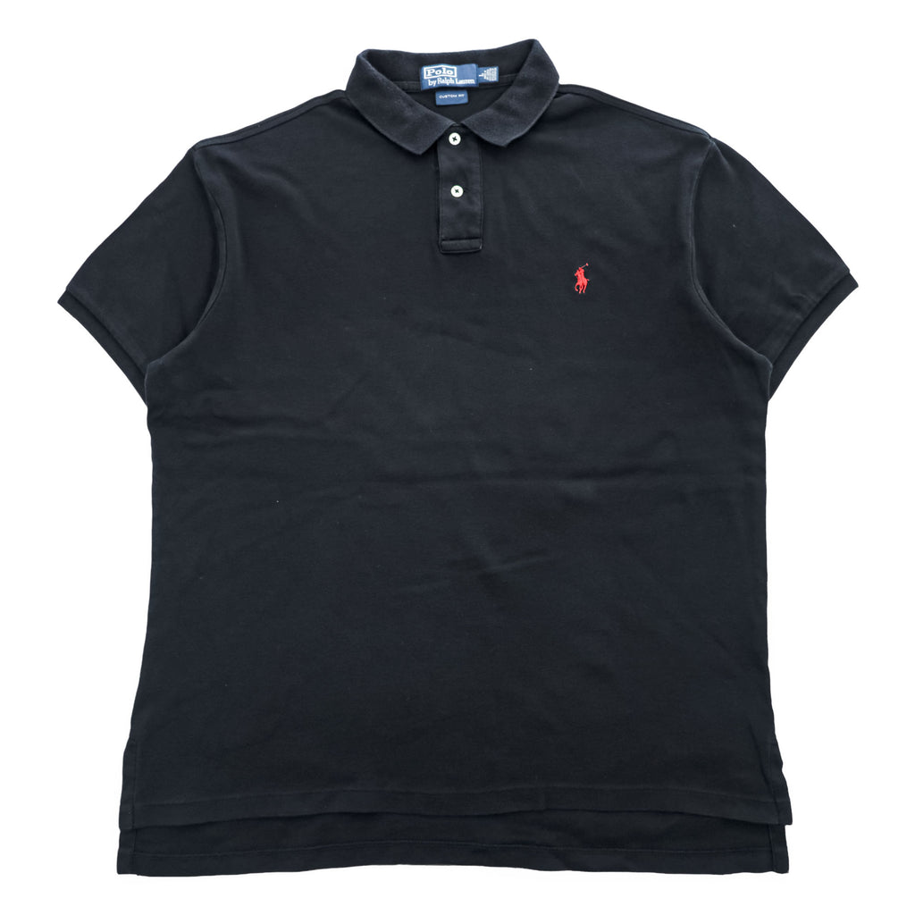 Polo Ralph Lauren 90年代 ヴィンテージ ポロシャツ L CUSTOM FIT ブラック スモールポニー ロゴ 刺繍