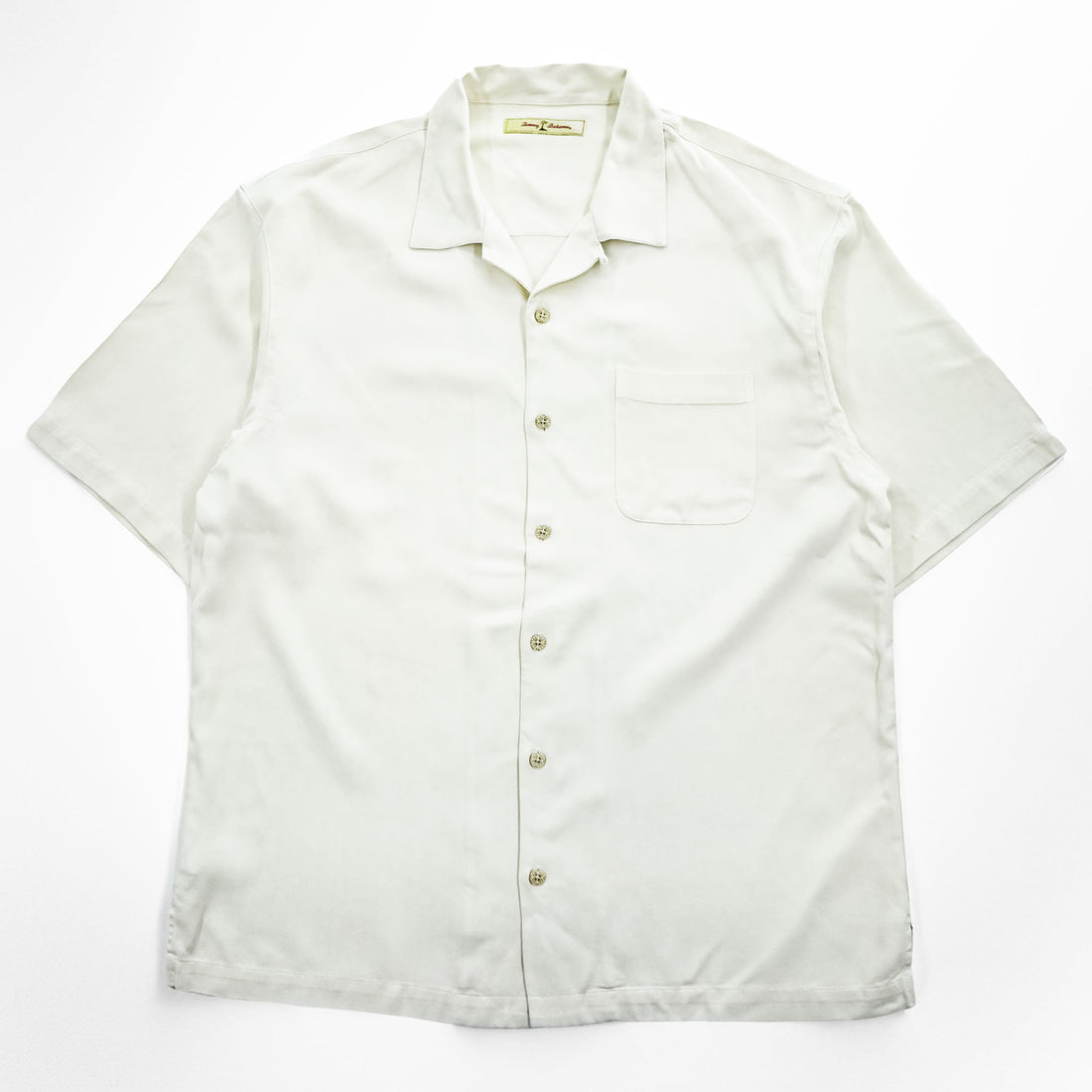 Tommy Bahama 半袖 シルク オープンカラーシャツ XL ホワイト ヘリンボーン 開襟 ボックスシルエット