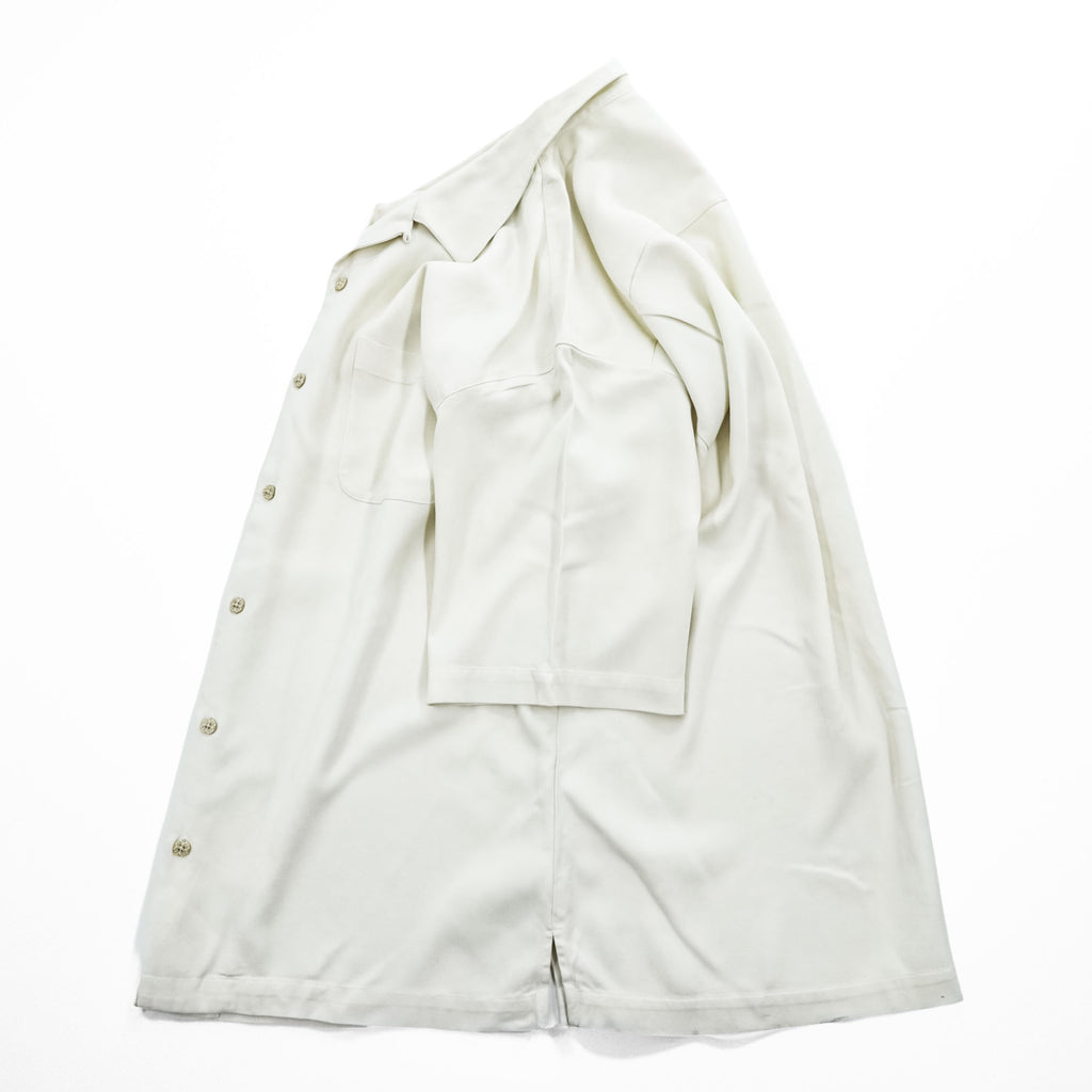 Tommy Bahama 半袖 シルク オープンカラーシャツ XL ホワイト ヘリンボーン 開襟 ボックスシルエット