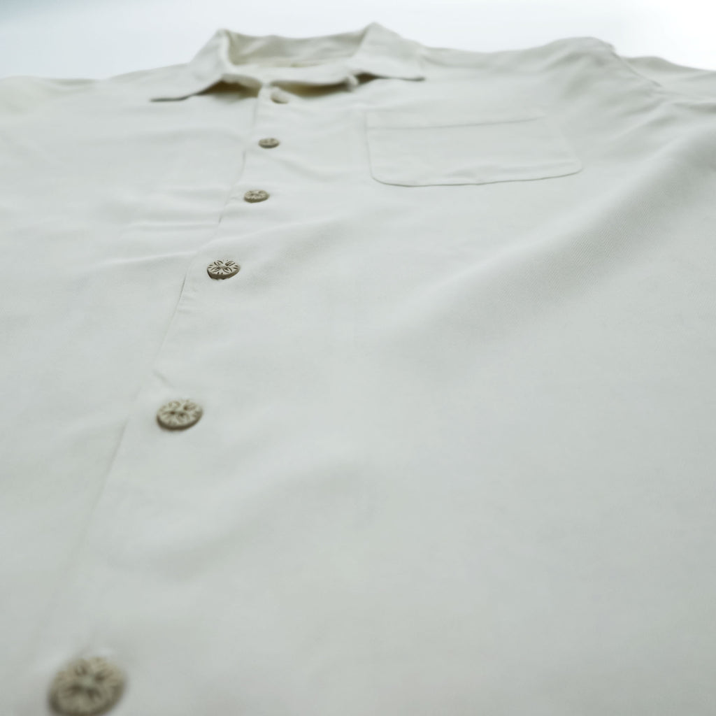 Tommy Bahama 半袖 シルク オープンカラーシャツ XL ホワイト ヘリンボーン 開襟 ボックスシルエット