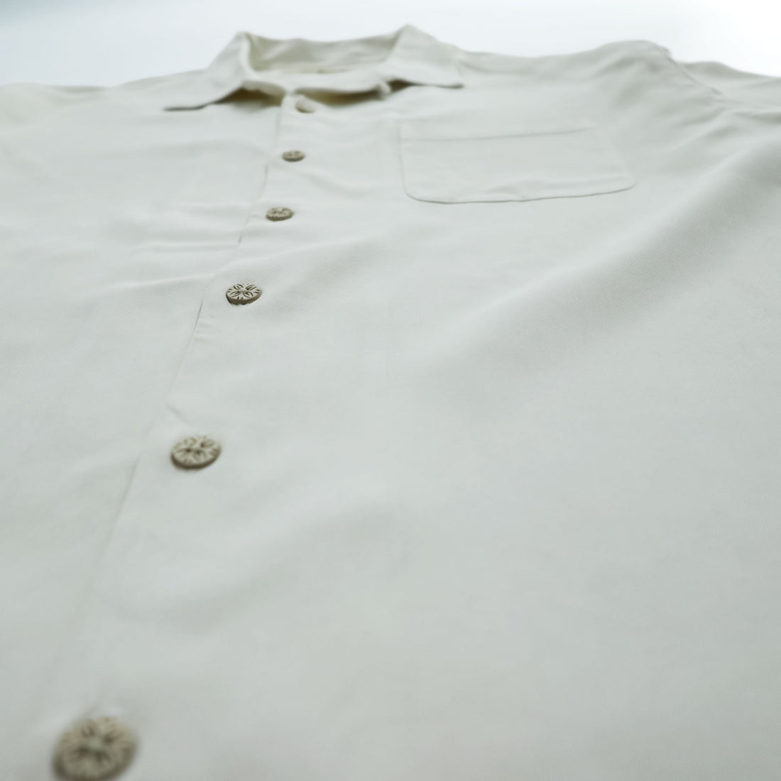 Tommy Bahama 半袖 シルク オープンカラーシャツ XL ホワイト ヘリンボーン 開襟 ボックスシルエット