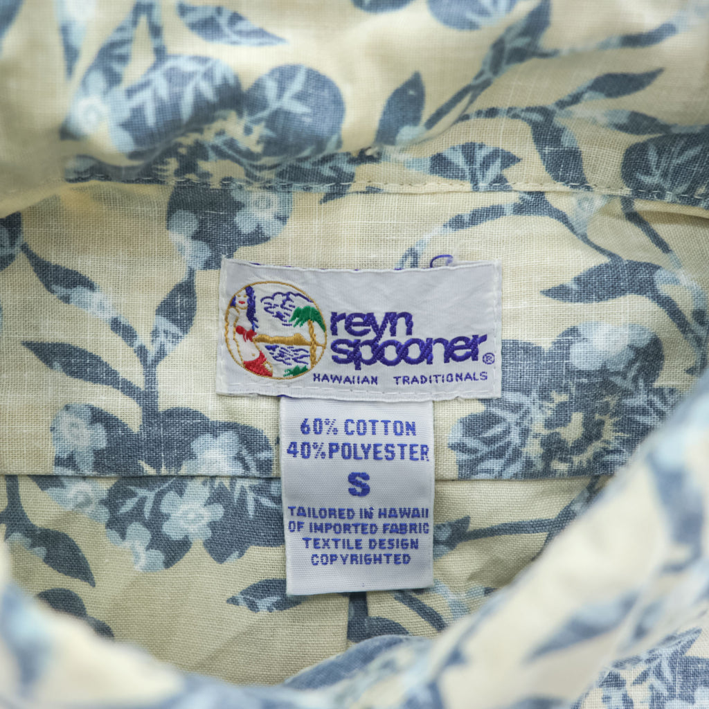 reyn spooner 90年代 ヴィンテージ ハワイ製 アロハシャツ 半袖シャツ L ベージュ 花柄 ボタンダウン
