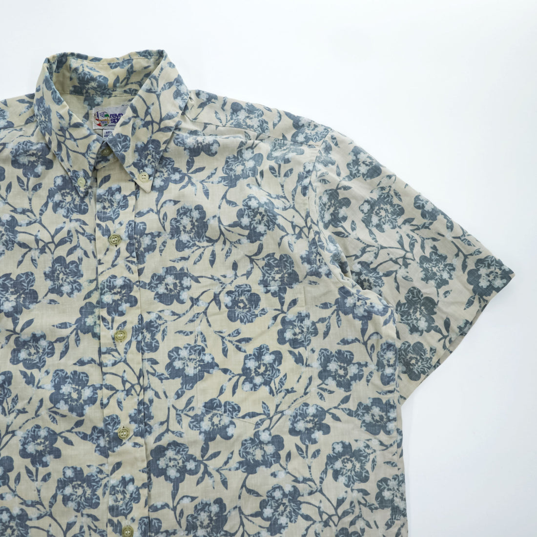 reyn spooner 90年代 ヴィンテージ ハワイ製 アロハシャツ 半袖シャツ L ベージュ 花柄 ボタンダウン
