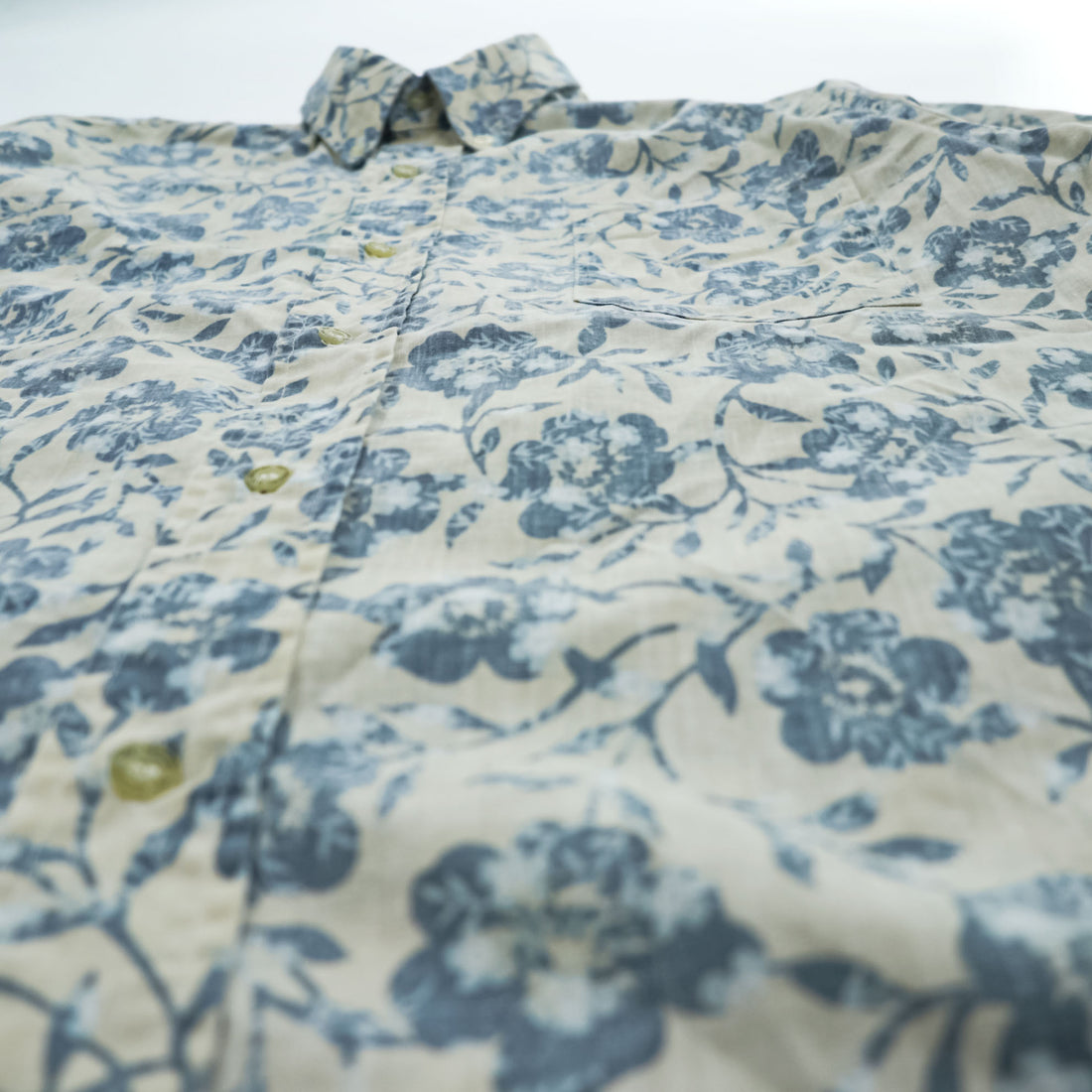 reyn spooner 90年代 ヴィンテージ ハワイ製 アロハシャツ 半袖シャツ L ベージュ 花柄 ボタンダウン