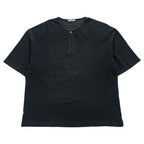 AURALEE スーパーソフトピケ ヘンリーネック Tシャツ L ブラック SUPER SOFT PIQUE HENRY NECK 鹿の子 A9SH02SK 日本製