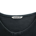 AURALEE スーパーソフトピケ ヘンリーネック Tシャツ L ブラック SUPER SOFT PIQUE HENRY NECK 鹿の子 A9SH02SK 日本製