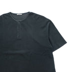 AURALEE スーパーソフトピケ ヘンリーネック Tシャツ L ブラック SUPER SOFT PIQUE HENRY NECK 鹿の子 A9SH02SK 日本製