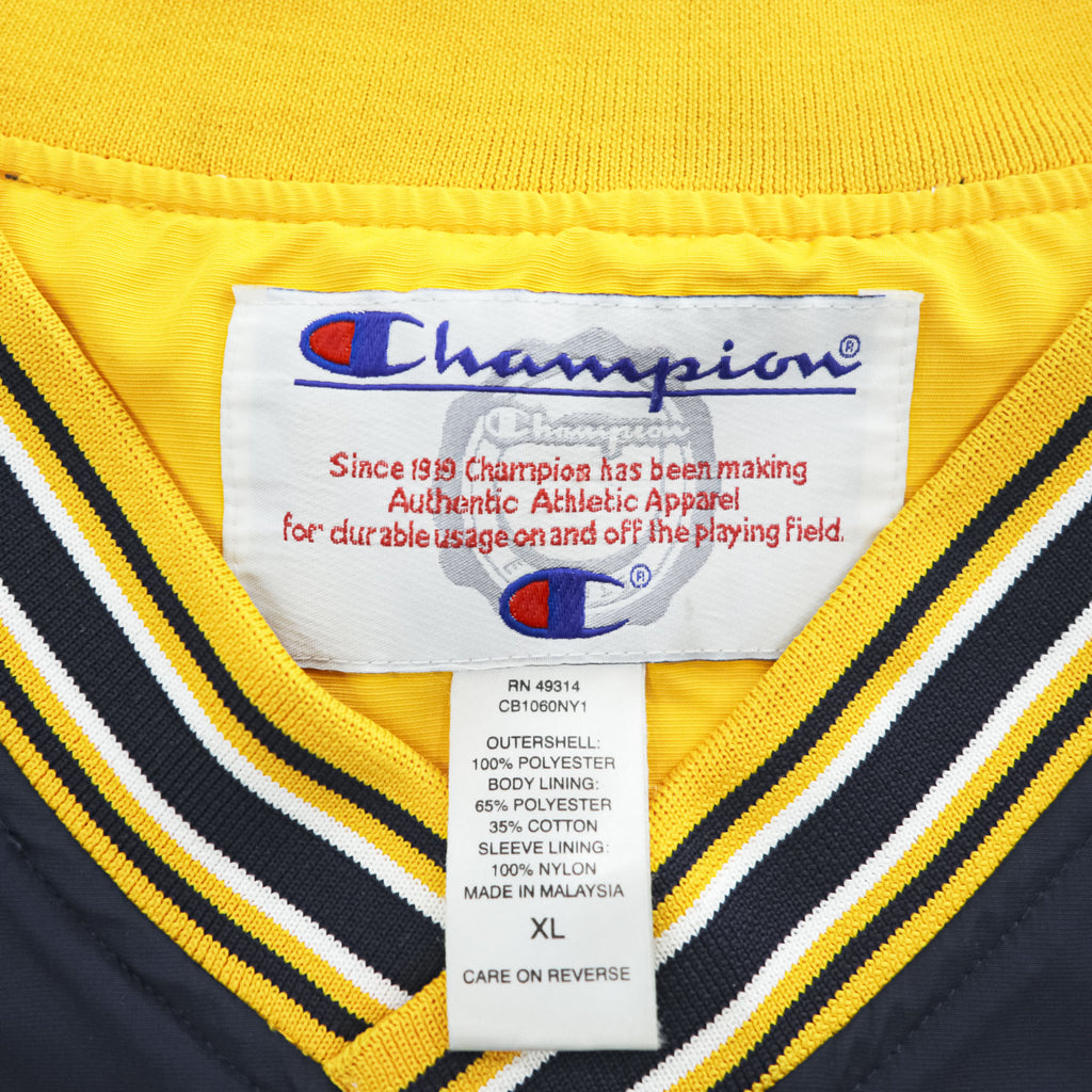 Champion 90年代 ヴィンテージ ピステ プルオーバー ジャージ ジャケット XL ネイビー イエロー ドローコード US NAVY