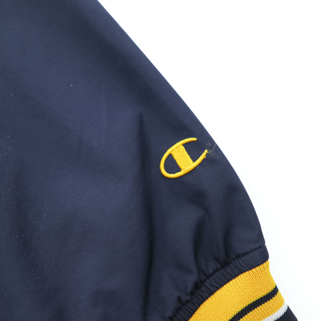Champion 90年代 ヴィンテージ ピステ プルオーバー ジャージ ジャケット XL ネイビー イエロー ドローコード US NAVY