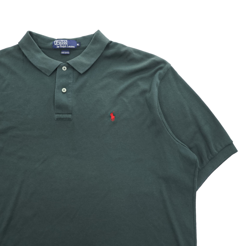 Polo Ralph Lauren 90年代 USA製 ヴィンテージ ポロシャツ XL グリーン スモールポニー ロゴ 刺繍 ビッグサイズ
