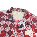 SUN SURF KEONI OF HAWAII 90年代 ヴィンテージ アロハシャツ 半袖 オープンカラーシャツ L ブルー レッド 総柄 開襟 JOHN MEIGS M32909