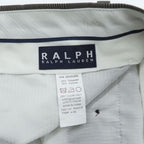 Ralph Lauren 90s Vintage Slacks Pants, Size L, Gray, Wide Leg, 2-Tuck Pleats, Double Cuffs, Checked