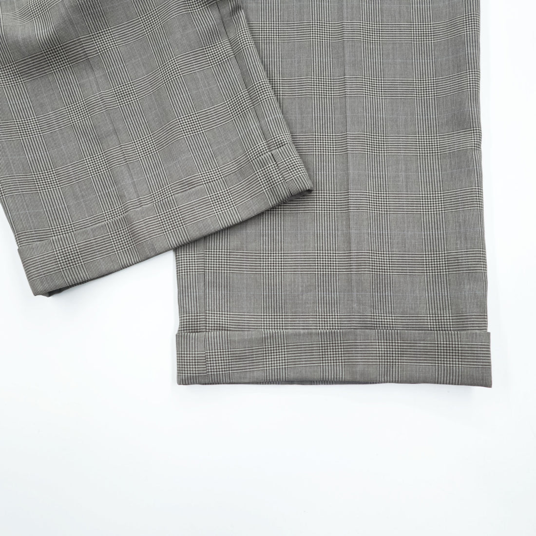 Ralph Lauren 90s Vintage Slacks Pants, Size L, Gray, Wide Leg, 2-Tuck Pleats, Double Cuffs, Checked