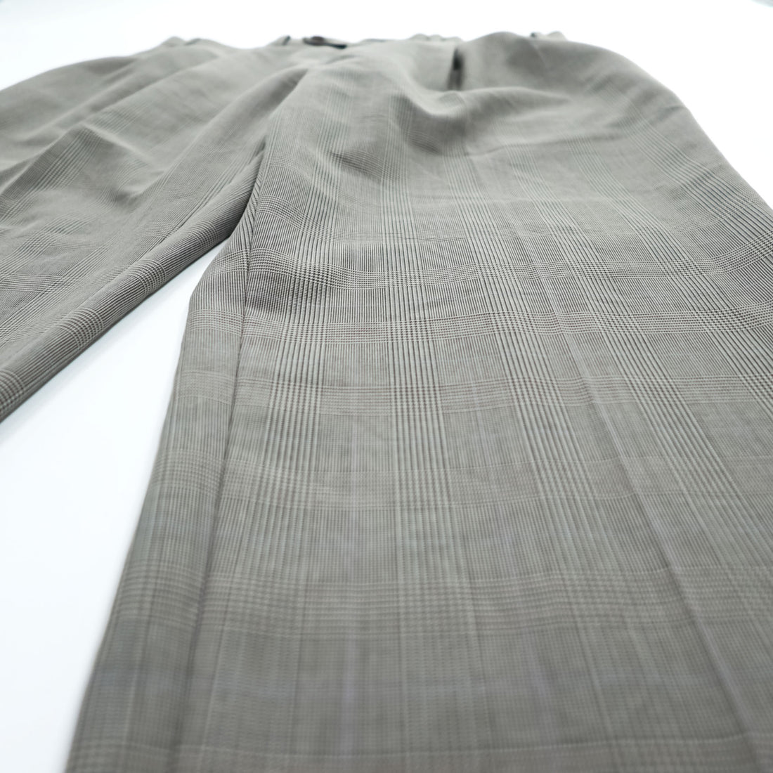 Ralph Lauren 90s Vintage Slacks Pants, Size L, Gray, Wide Leg, 2-Tuck Pleats, Double Cuffs, Checked