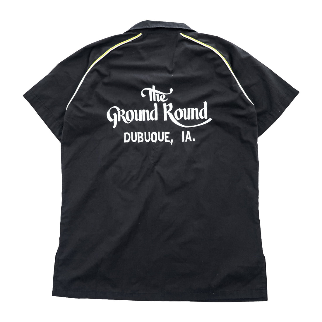 The Ground Round 90年代 ヴィンテージ ボウリングシャツ 半袖 オープンカラー シャツ L ブラック 刺繍 開襟 PERMANENT PRESS ボックスシルエット