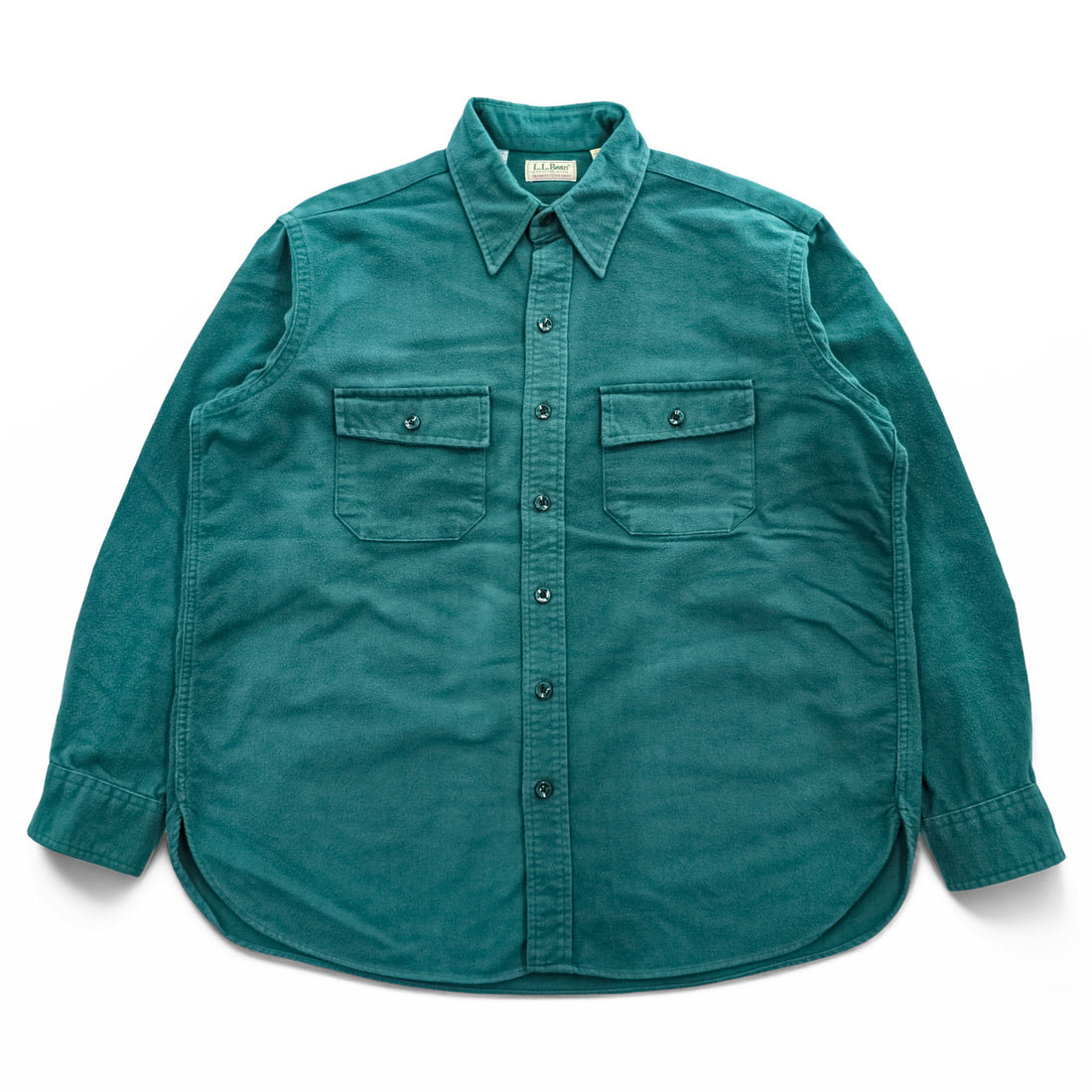 L.L.Bean 80年代 USA製 ヴィンテージ 長袖 ワークシャツ XL グリーン CHAMOIS CLOTH SHIRT