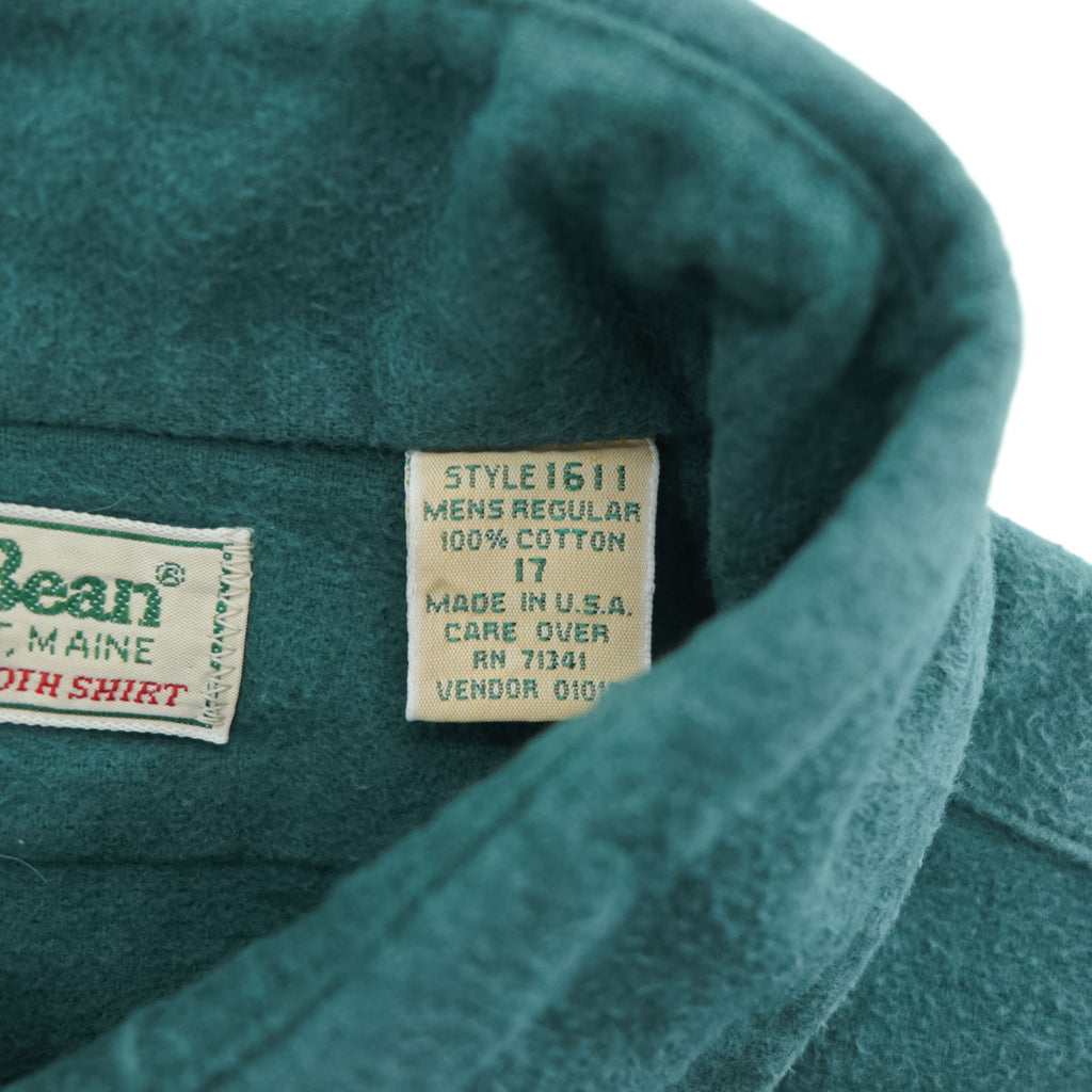 L.L.Bean 80年代 USA製 ヴィンテージ 長袖 ワークシャツ XL グリーン CHAMOIS CLOTH SHIRT