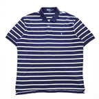 Polo Ralph Lauren 90s Vintage Rugby Shirt, Size XL, Navy & White Striped, Small Pony Logo Embroidery, Oversized