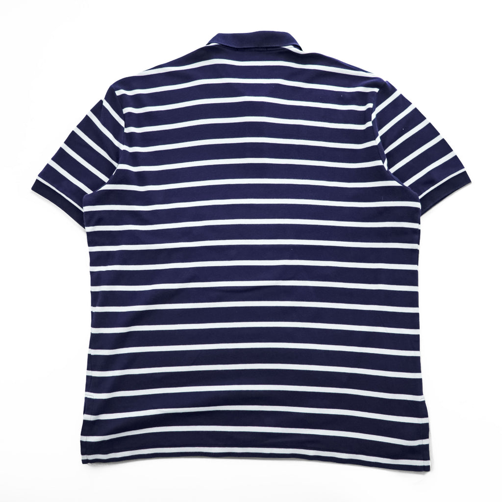 Polo Ralph Lauren 90s Vintage Rugby Shirt, Size XL, Navy & White Striped, Small Pony Logo Embroidery, Oversized