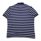 Polo Ralph Lauren 90s Vintage Rugby Shirt, Size XL, Navy & White Striped, Small Pony Logo Embroidery, Oversized