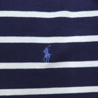 Polo Ralph Lauren 90s Vintage Rugby Shirt, Size XL, Navy & White Striped, Small Pony Logo Embroidery, Oversized