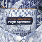 reyn spooner アロハシャツ 半袖ハワイアンシャツ M ブルー ホワイト 総柄 ボタンダウン