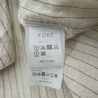YOKE ピンストライプ シャツジャケット リネン 麻 ベージュ Pin Stripe Sleeping Shirt Jacket スナップボタン YK22SS0321B 日本製