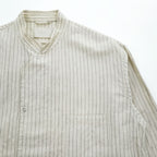 YOKE ピンストライプ シャツジャケット リネン 麻 ベージュ Pin Stripe Sleeping Shirt Jacket スナップボタン YK22SS0321B 日本製