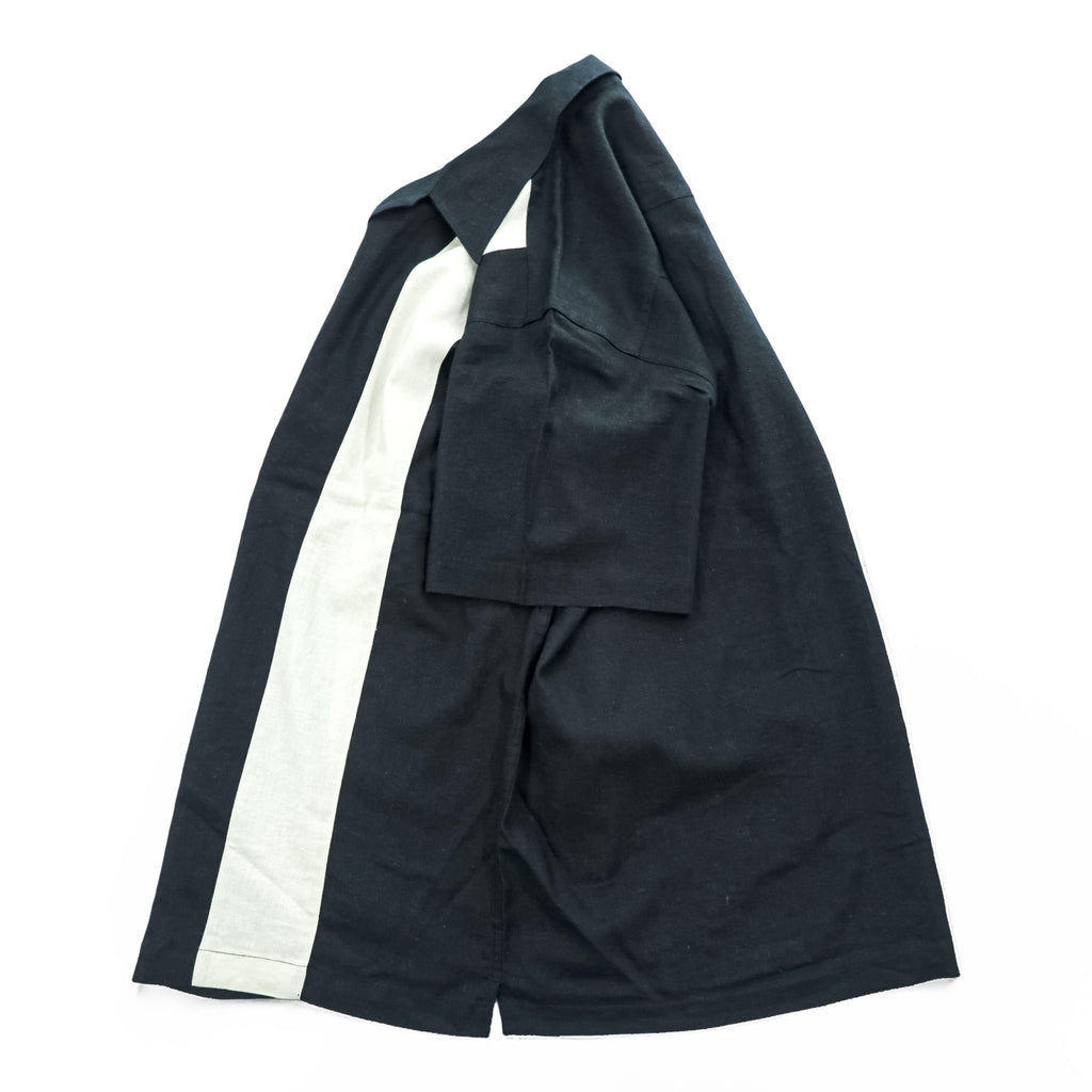 haggar リネン 半袖 オープンカラーシャツ XL ブラック ベージュ WASHABLE LINEN 開襟 ボックスシルエット