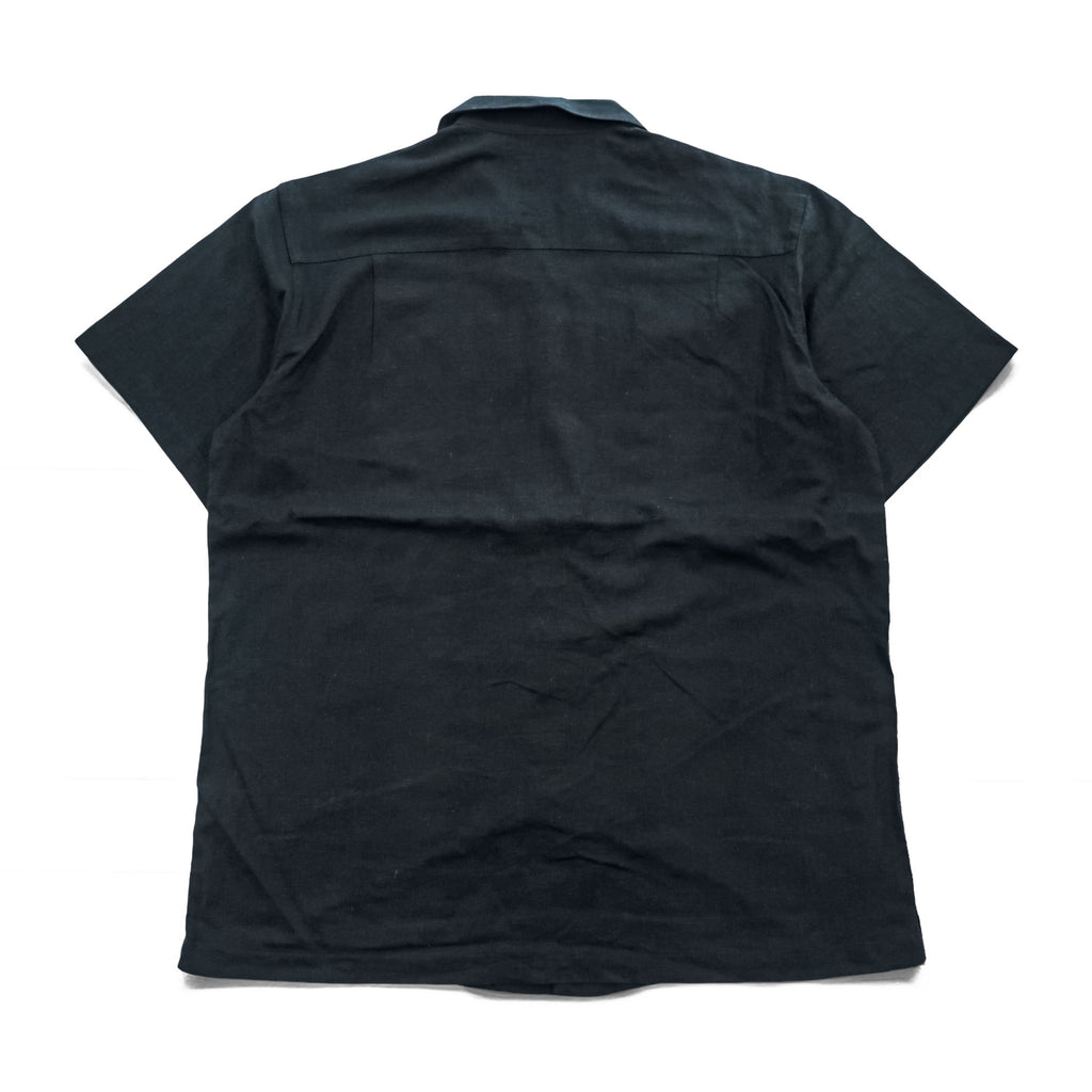 haggar リネン 半袖 オープンカラーシャツ XL ブラック ベージュ WASHABLE LINEN 開襟 ボックスシルエット