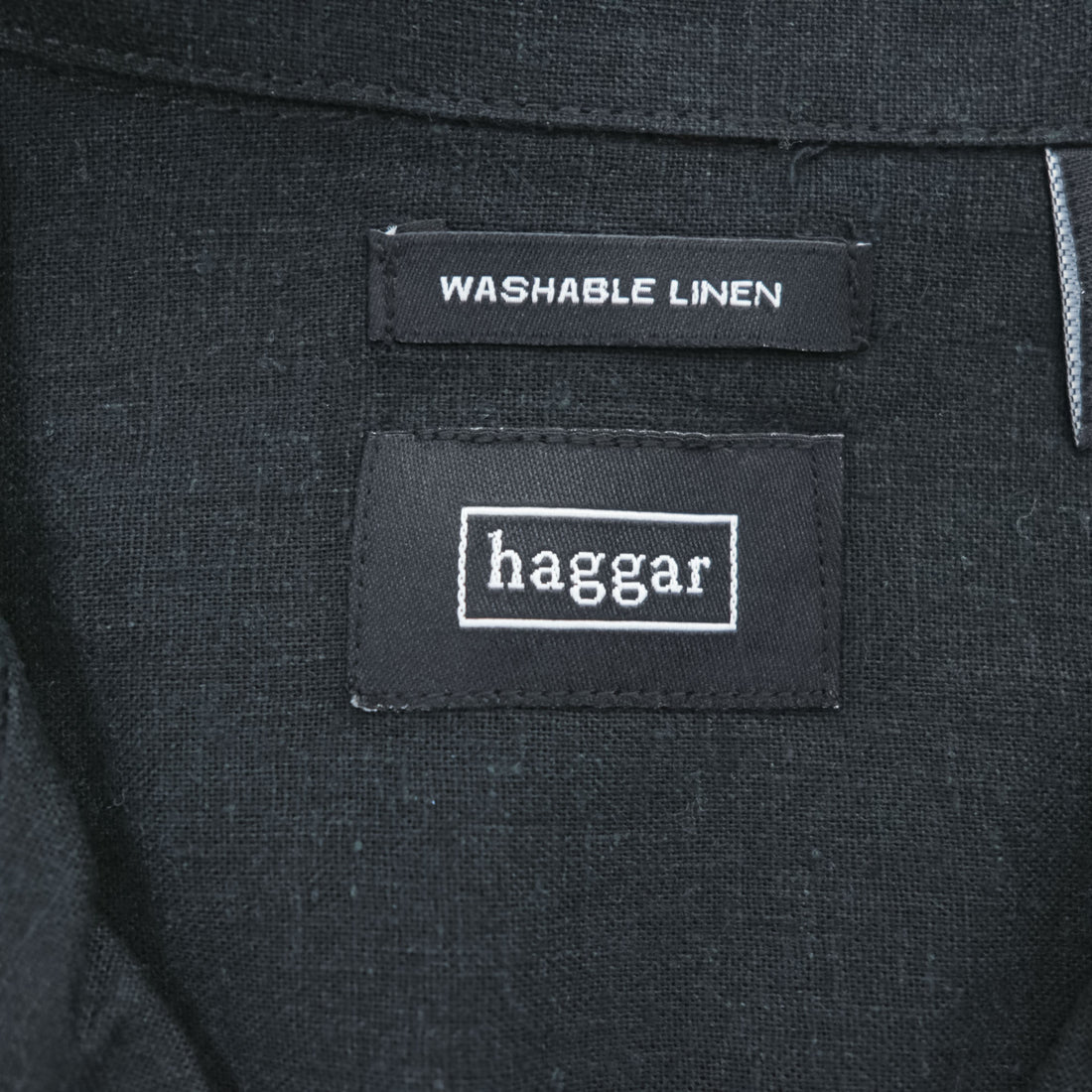haggar リネン 半袖 オープンカラーシャツ XL ブラック ベージュ WASHABLE LINEN 開襟 ボックスシルエット