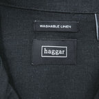 haggar リネン 半袖 オープンカラーシャツ XL ブラック ベージュ WASHABLE LINEN 開襟 ボックスシルエット