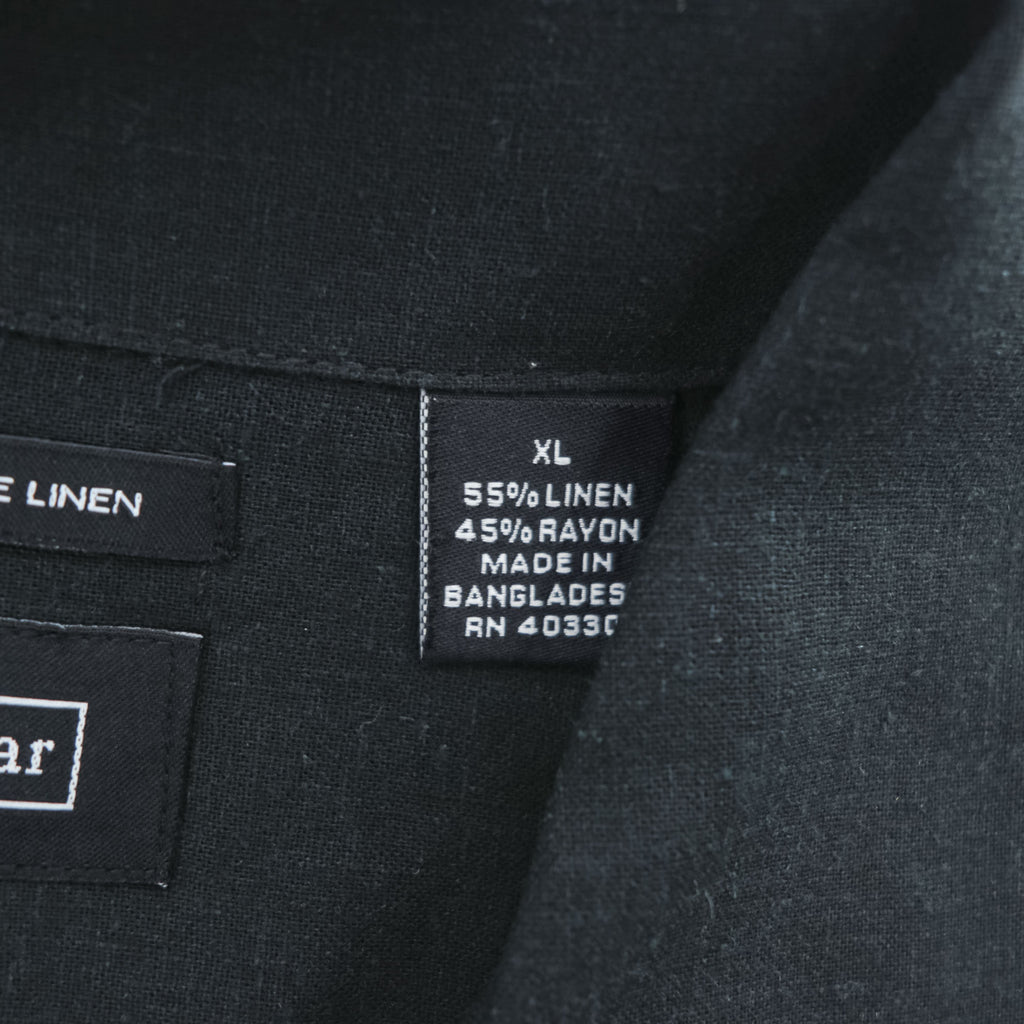 haggar リネン 半袖 オープンカラーシャツ XL ブラック ベージュ WASHABLE LINEN 開襟 ボックスシルエット
