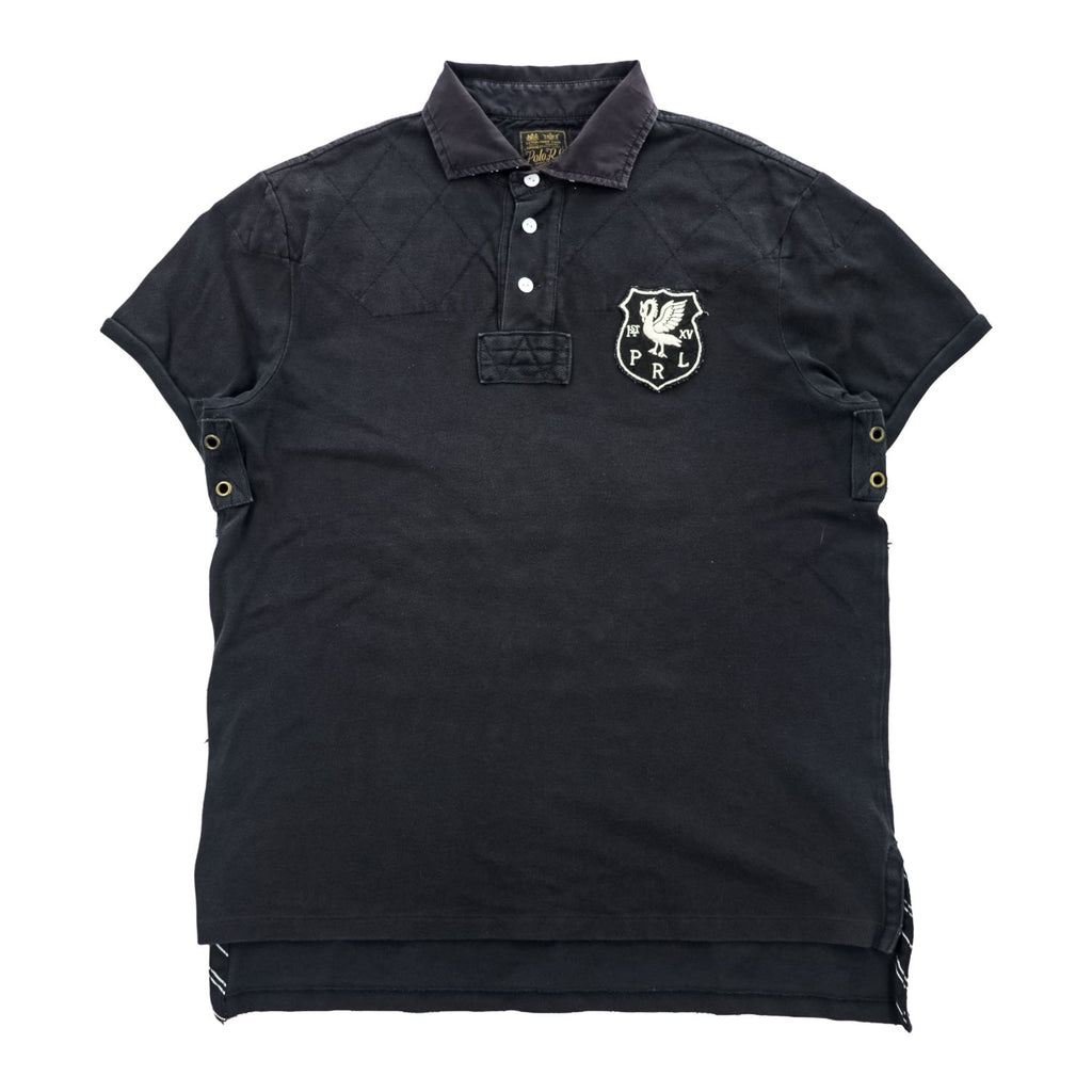 Polo Ralph Lauren ポロシャツ L ブラック 鹿の子 エンブレム ナンバリング ワッペン