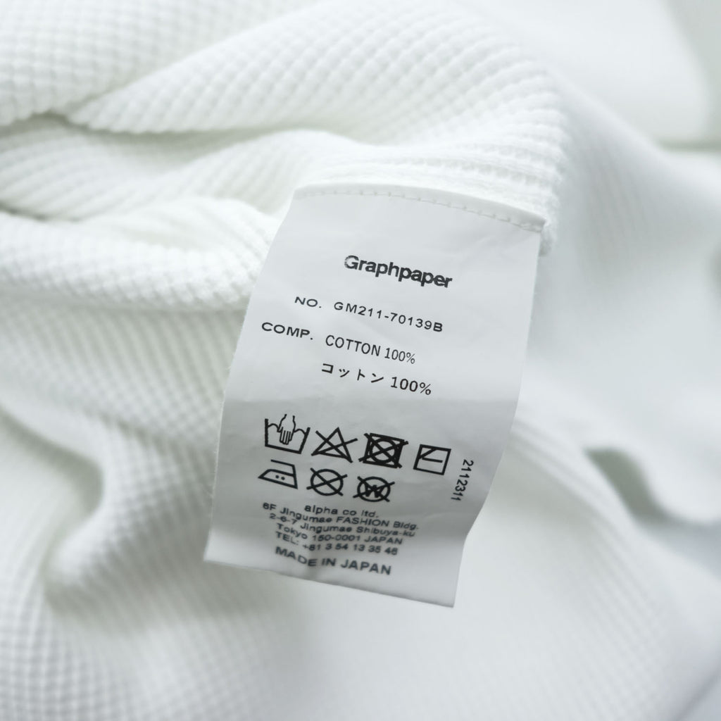 Graphpaper Made in Japan Long Sleeve T-Shirt Waffle Thermal White FREE GM211-70139B