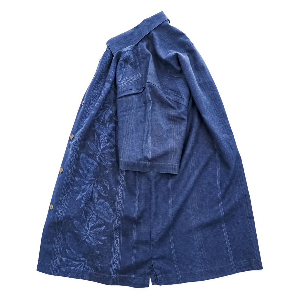 Tommy Bahama アロハシャツ シルク 半袖シャツ M ネイビー 花柄 ココナッツボタン