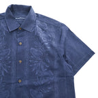 Tommy Bahama アロハシャツ シルク 半袖シャツ M ネイビー 花柄 ココナッツボタン