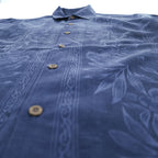 Tommy Bahama アロハシャツ シルク 半袖シャツ M ネイビー 花柄 ココナッツボタン