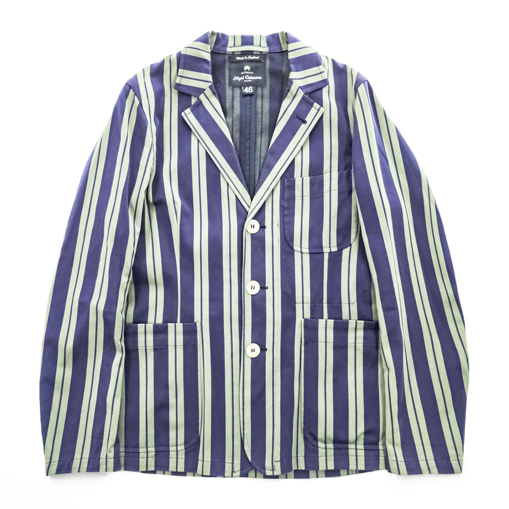 Nigel Cabourn 英国製 テーラードジャケット ストライプ ブレザー S ネイビー イングランド製 8081180006