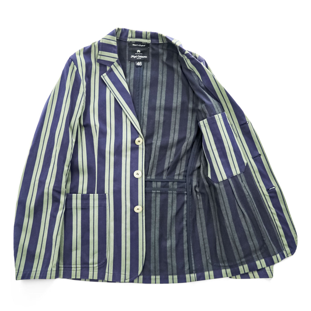 Nigel Cabourn 英国製 テーラードジャケット ストライプ ブレザー S ネイビー イングランド製 8081180006