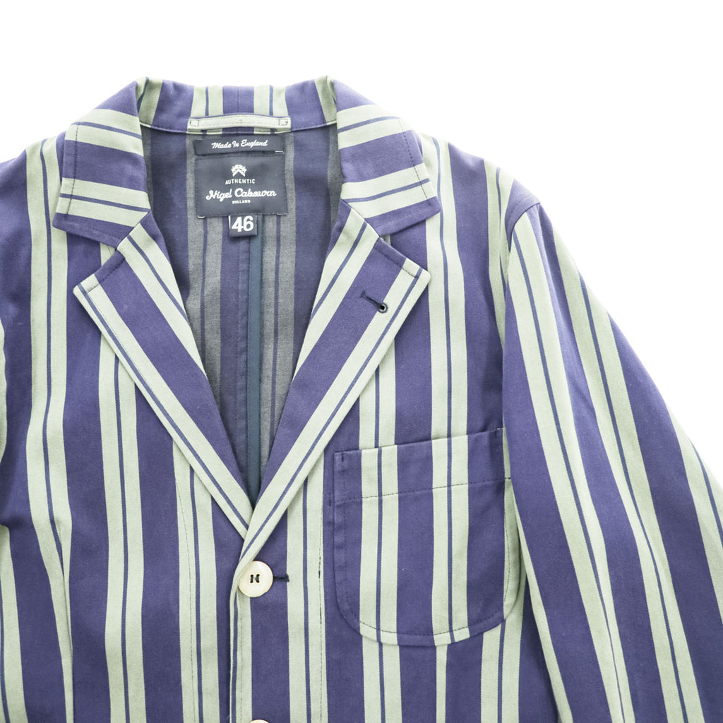 Nigel Cabourn 英国製 テーラードジャケット ストライプ ブレザー S ネイビー イングランド製 8081180006