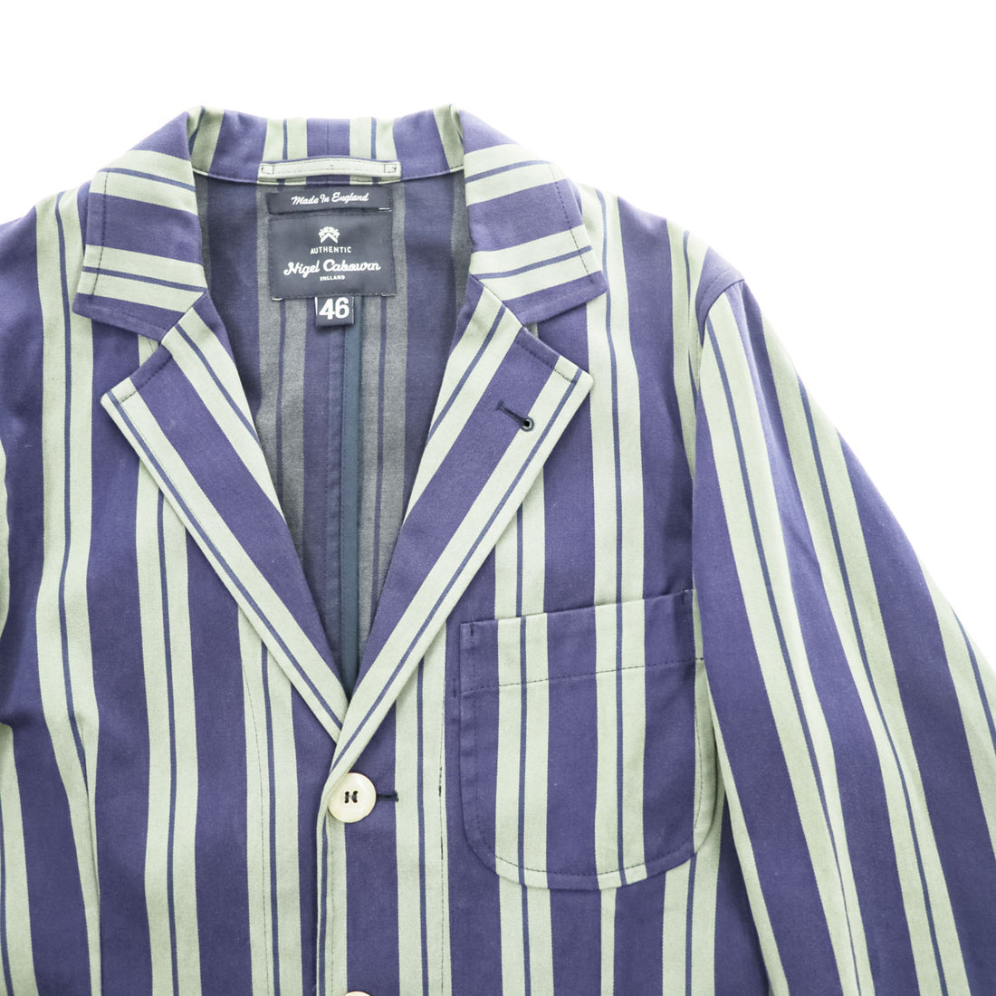 Nigel Cabourn 英国製 テーラードジャケット ストライプ ブレザー S ネイビー イングランド製 8081180006