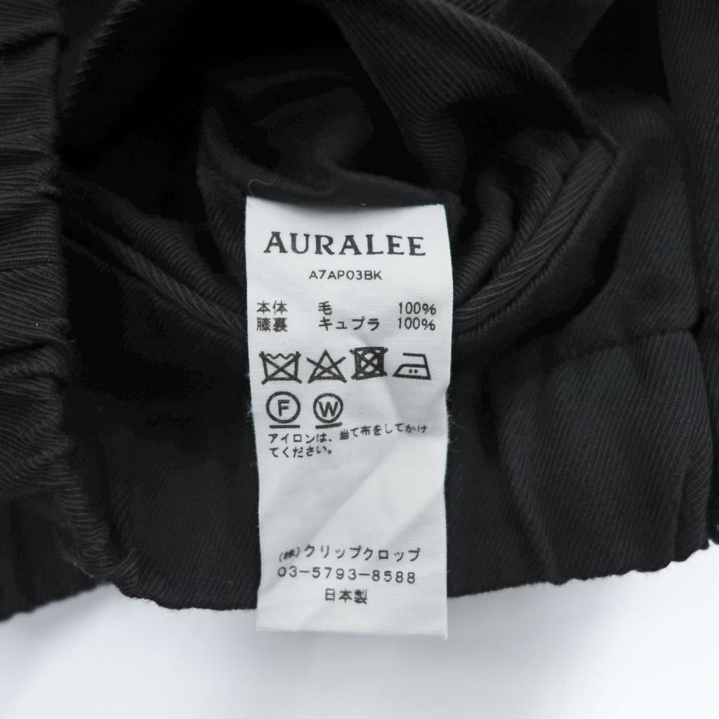 AURALEE 日本製 イージーパンツ スラックス パンツ 3 ブラック WOOL KERSEY EASY PANTS A7AP03BK
